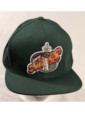NBA Seattle SuperSonics Mitchell & Ness Green Fitted Hat Size SnapBack